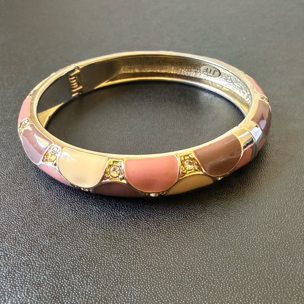 Multi-Color JFT Stamped Gold Tone Bangle Bracelet